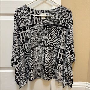 Chico's Abstract Black & White Print Blouse
